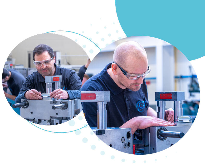 two men testing mould prototypes